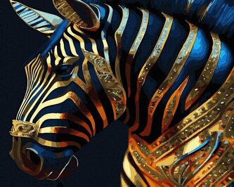 Malowanie po numerach + złota farba - Złota zebra