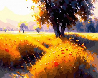 Malowanie po numerach + złota farba - Letnia cisza