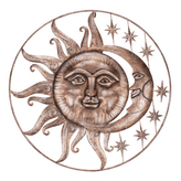 Slunce s měsícem - kovová nástěnná dekorace, měděná
