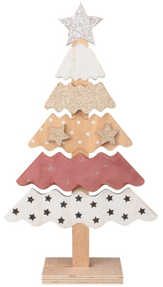 Dřevěná dekorace stromek s puntíky 24 cm
