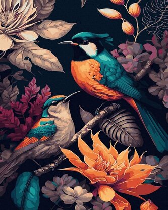 Malowanie po numerach czarne płótno - Rajskie...