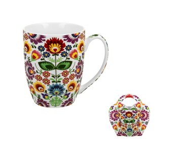 Kubek 350 ml w koszyczku ŁOWICZ (sprzedaż w zestawach po 6 szt.)