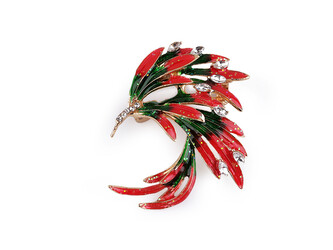 Brož s broušenými kamínky rajka - 1 ks - 2 červená