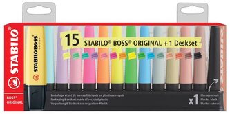 Zvýrazňovač STABILO BOSS ORIGINAL deskset - 15 ks