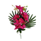 Kytice orchidej s palmovým listem, fuchsiová  H373 fuchsie