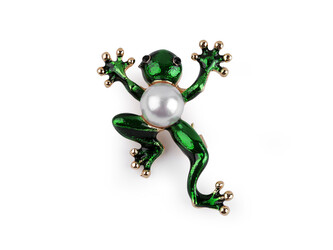 Brož žába, chameleon - 1 ks - 3 zelená žába