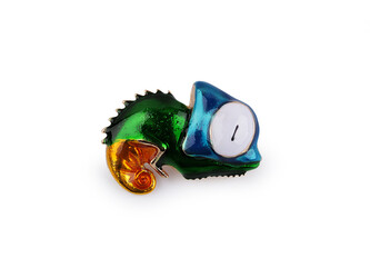 Brož žába, chameleon - 1 ks - 2 zelená chameleon