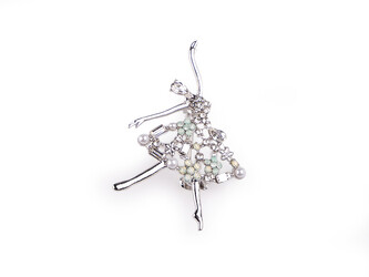 Brož s broušenými kamínky baletka - 1 ks - 2 crystal mint