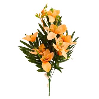 Kytice orchidej s palmovým listem, lososová  H373 lososová