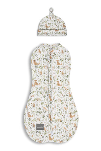 Zavinovačka Sleepee Second Step Swaddle s čepičkou zdarma Ivory Forest