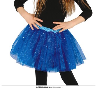Dětská tylová sukně Tutu modrá s flitry 30 cm