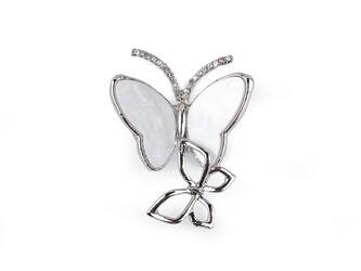 Brož s broušenými kamínky motýli - 1 ks - 1 stříbrná