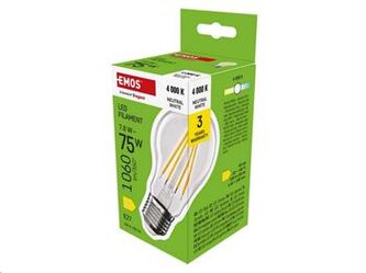 LED žárovka EMOS ZF5D53 Filament A60 / E27 / 7,8 W (75 W) / 1060 lm / neutrální bílá