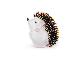 Brož ježek - 1 ks - 1 bílá zlatá