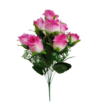 Kytice růže s přízdobou, tm. růžovo-bílá  JH046 tm. růž-bílá