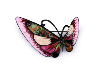 Brož motýl - 1 ks - 2 růžovofialová