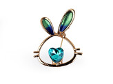 Brož s broušenými kameny zajíček - 1 ks - 2 blue zirkon
