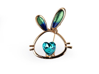 Brož s broušenými kameny zajíček - 1 ks - 2 blue zirkon