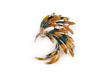 Brož s broušenými kamínky rajka - 1 ks - 1 zlatá