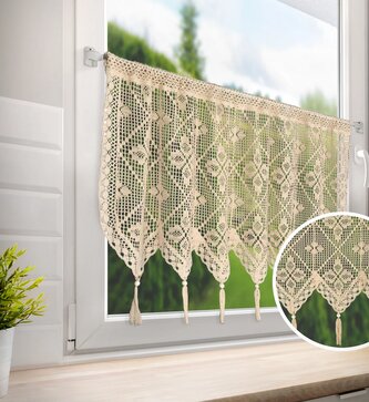 Dekorační krátká vitrážová záclona do kuchyně MATYLDA béžová 60x150 cm MyBestHome