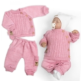 Rostoucí pletený svetřík a kalhoty s kapsou Hand Made 2D, Nature, růžová, 68/74; 68/74 (6-9m)