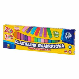 Plastelina Astra kwadratowa 18 kolorów (3 NEON, 3 PASTEL) JM 303123003