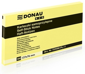 Karteczki samoprzylepne DONAU Eco, 127x76mm, 1x100 kart., jasnożółte