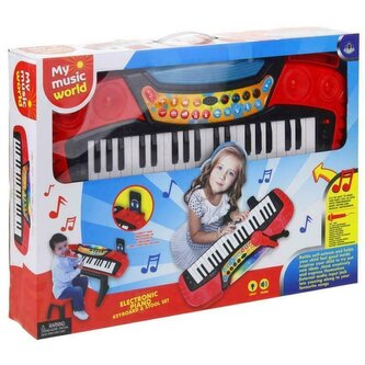 Pianinko z mikrofonem + stołek czerwony
