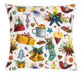 Povláček bavlněný - vánoce - Bílá,Červená,Zlatá - 40x40 cm