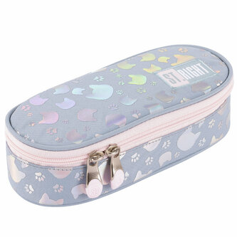 PROMO Piórnik saszetka usztywniona z wewnętrzną klapką ST.RIGHT PC-01 Silver Cats