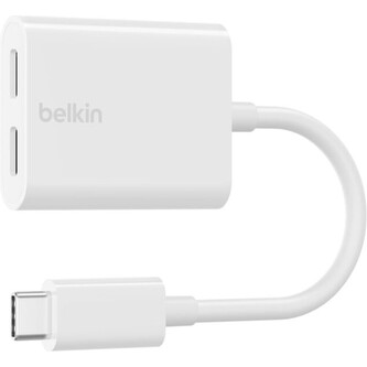 Belkin RockStar USB-C redukce pro napájení + audio, bílá