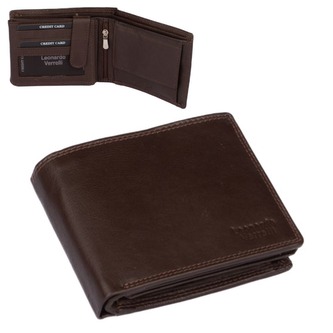 Leonardo Verrelli Pánská kožená peněženka tmavě hnědá
