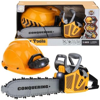 Piła łańcuchowa spalinowa światło/dźwięk + kask z latarką