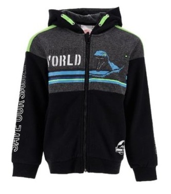 Chlapecká mikina JURSKÝ SVĚT na zip s kapucou šedá, velikost: 116