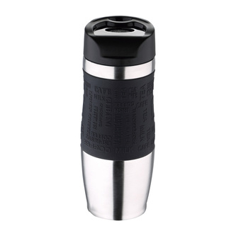 BERGNER Termohrnek s protiskluzovým úchopem 400 ml černá / nerez BG-5958-BK