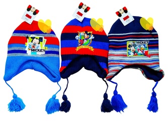 Chlapecká zimní čepice MICKEY s třásněmi, modrá světlá mobil, velikost: 52