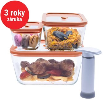 STATUS Viva 4dílný set skleněných vakuových dóz 131200, lososová