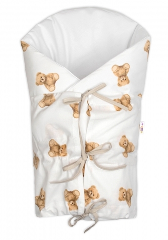 Klasická retro zavinovačka šněrovací s výplní - Míša, bílá s potiskem