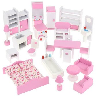 Meble drewniane dla lalek 22 elementy 488557