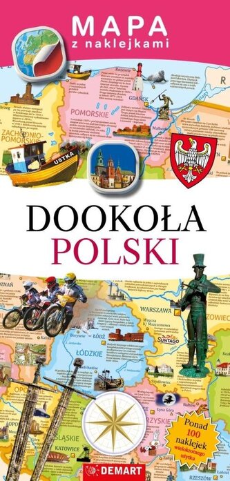Mapa z naklejkami Dookoła Polski
