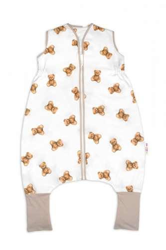 Letní spací vak se zahrnovacími nohavičkami, bavlna, Míša - bílý s potiskem, S