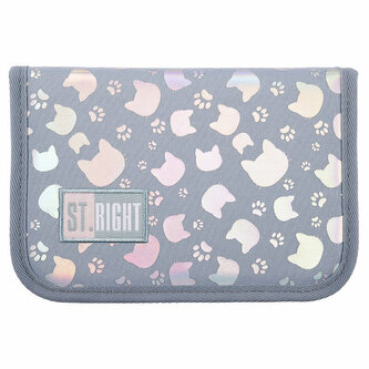 PROMO Piórnik dwuklapkowy bez wyposażenia PC-03 ST.RIGHT Silver Cats