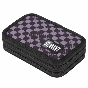 PROMO Piórnik podwójny z wyposażeniem STRIGHT PC-04 Chessboard crush
