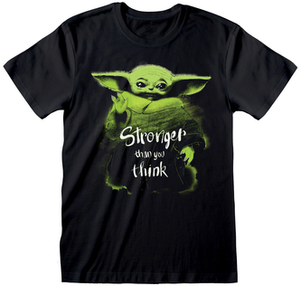 Pánské tričko Star Wars|Hvězdné války: Tv seriál The Mandalorian Silnější, než si myslíš (XL) černá bavlna
