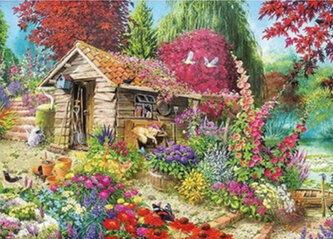 Malowanie po numerach Domek Chatka w kolorowym ogrodzie 40x50cm 1007670
