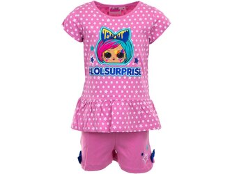 Dívčí pyžamo L.O.L. s puntíky a hvězdami krátké růžové, velikost: 128 Dívčí pyžamo L.O.L. s puntíky a hvězdami krátké růžové, velikost: 128