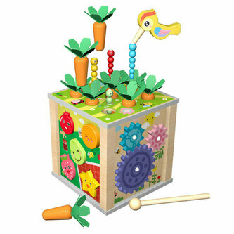 Drewniana kostka edukacyjna sensoryczna wielofunkcyjna 6w1 22025 Lean Toys