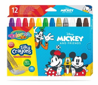 Kredki 12 kolorów świecowe żelowe wykręcane w sztyfcie Mickey i Przyjaciele Colorino Kids 89946