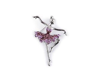 Brož s broušenými kamínky baletka - 1 ks - 1 ametyst