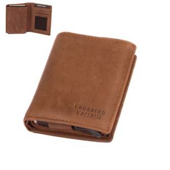 Leonardo Verrelli Hnědé kožené luxusní pouzdro na karty